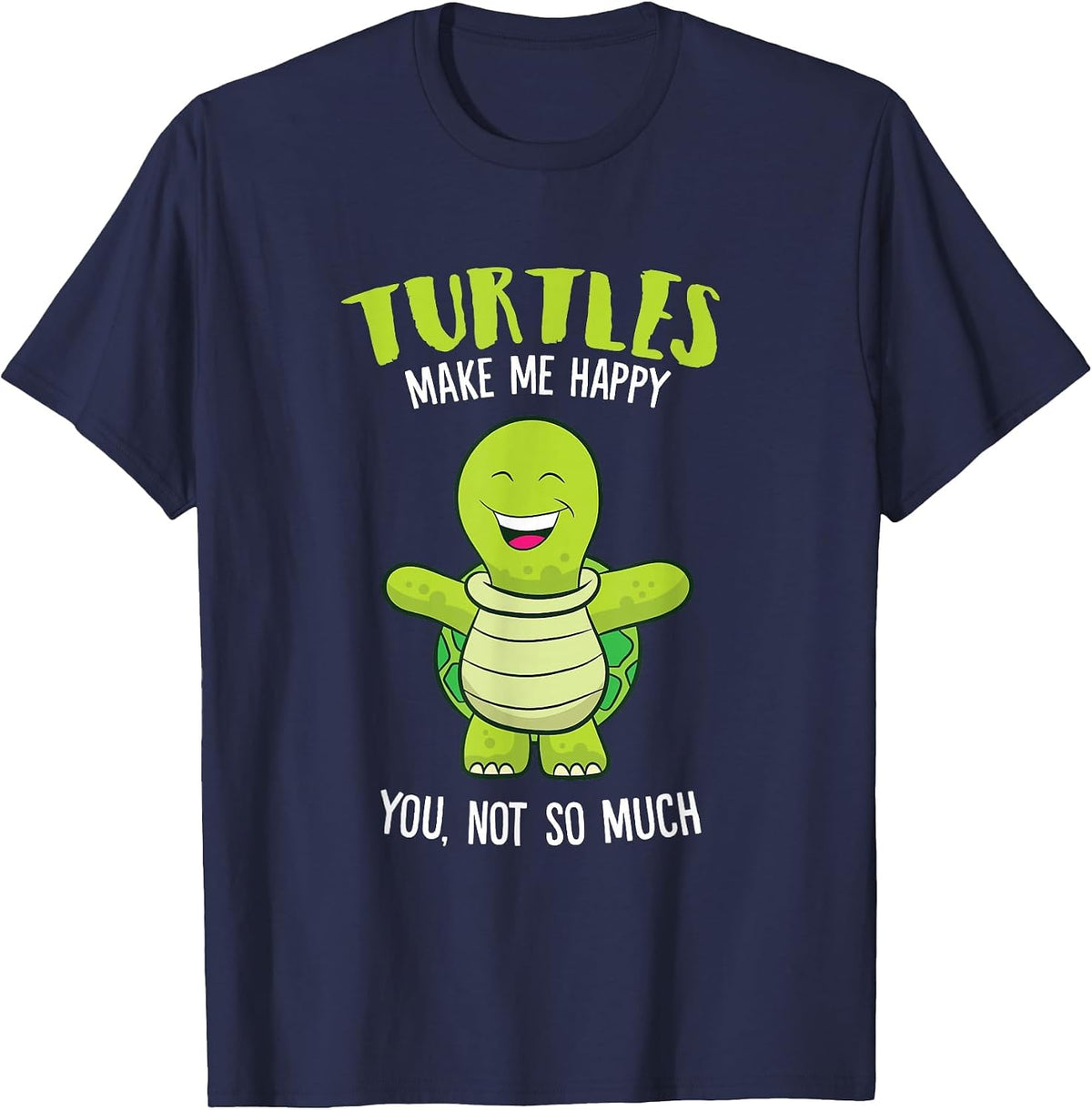 Turtles Make Me Happy Love Turtles T-Shirt - Navy Blue