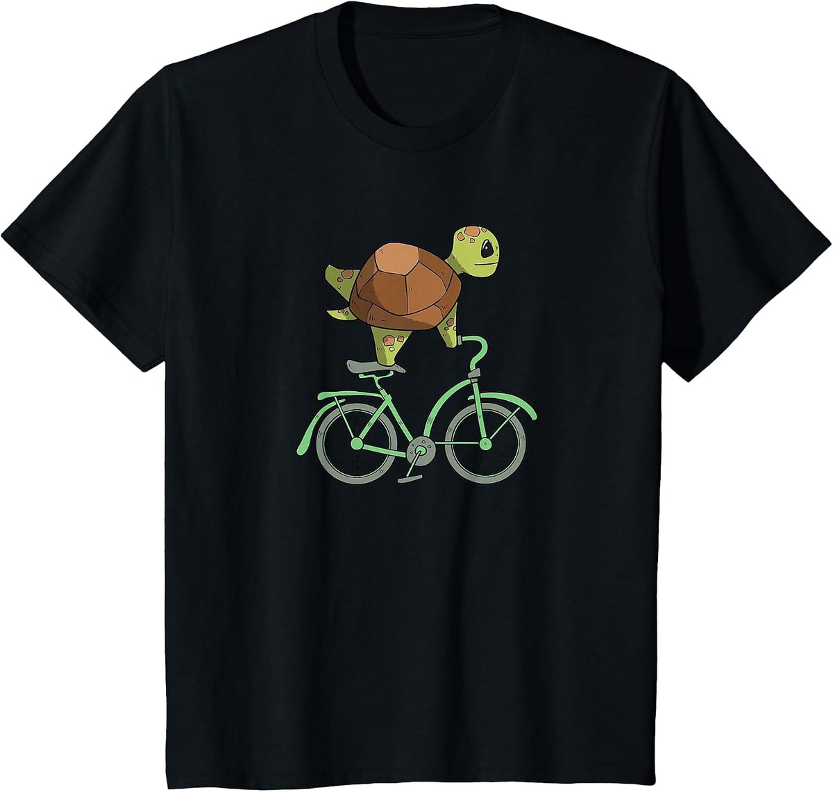 Turtle on a Bike | Turtle Cycling | Bicycle Lover T-Shirt - Black