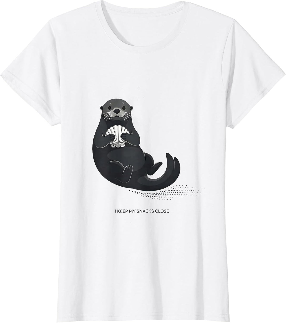 I Keep My Snacks Close Funny Otter Lover Humor Gift T-Shirt - White