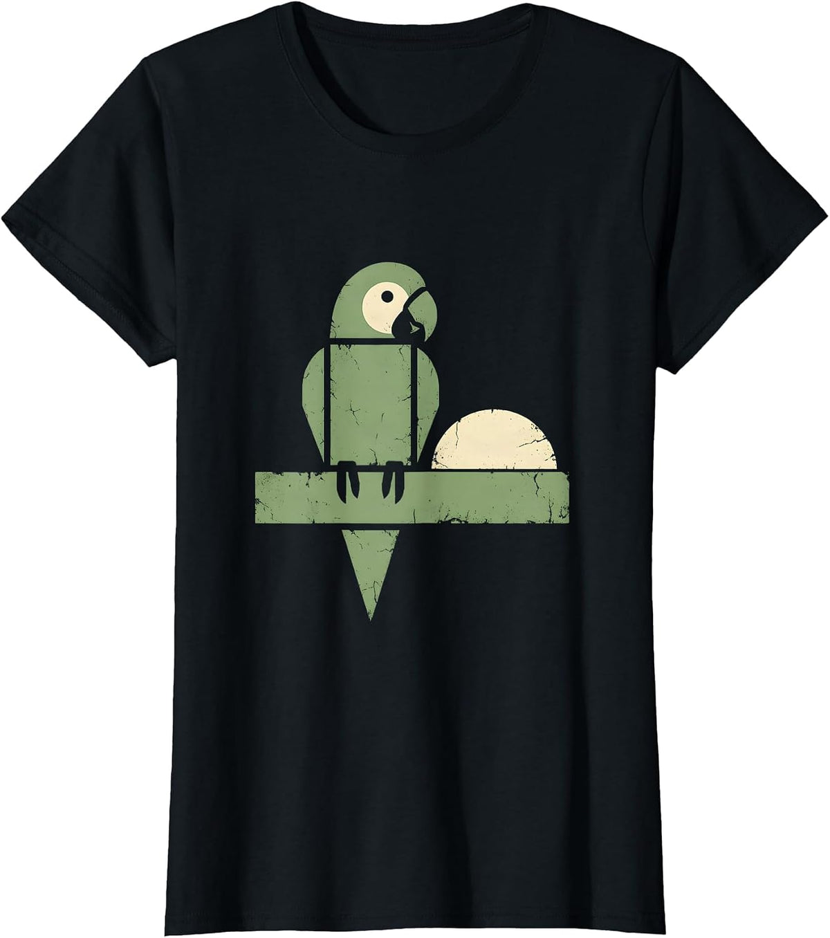 Women's Puerto Rican Parrot Perched on Branch Illustration T-Shirt - Black