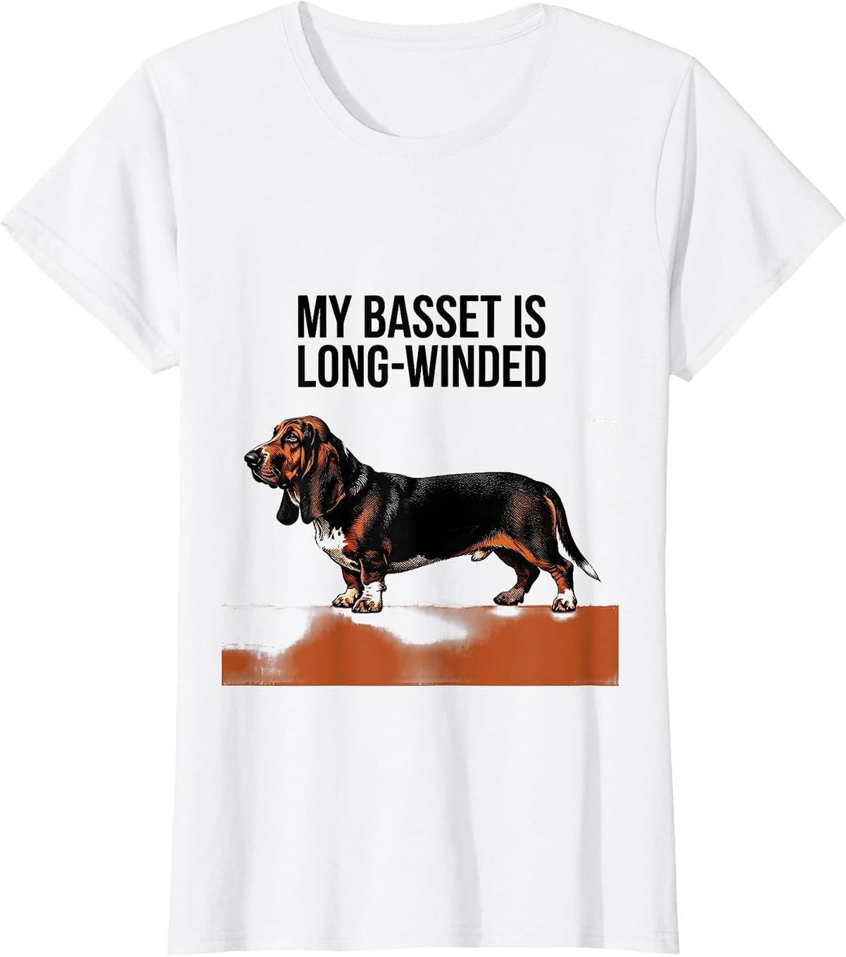 My Basset Is Long-Winded Funny Basset Hound Dog Lover Gift T-Shirt - White