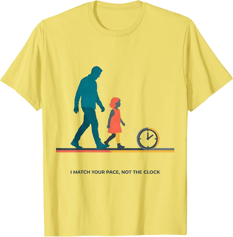 Men's I Match Your Pace Not The Clock Special Education Teacher T-Shirt - Lemon Yellow