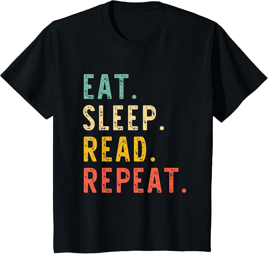 Eat Sleep Read Repeat Book Reading Reader Teacher Librarian T-Shirt - Black