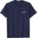 Turtle Minimalist Badge Patch Line Art T-Shirt - Navy Blue