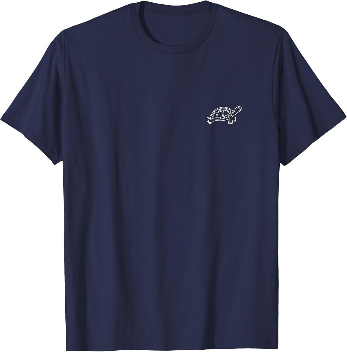 Turtle Minimalist Badge Patch Line Art T-Shirt - Navy Blue