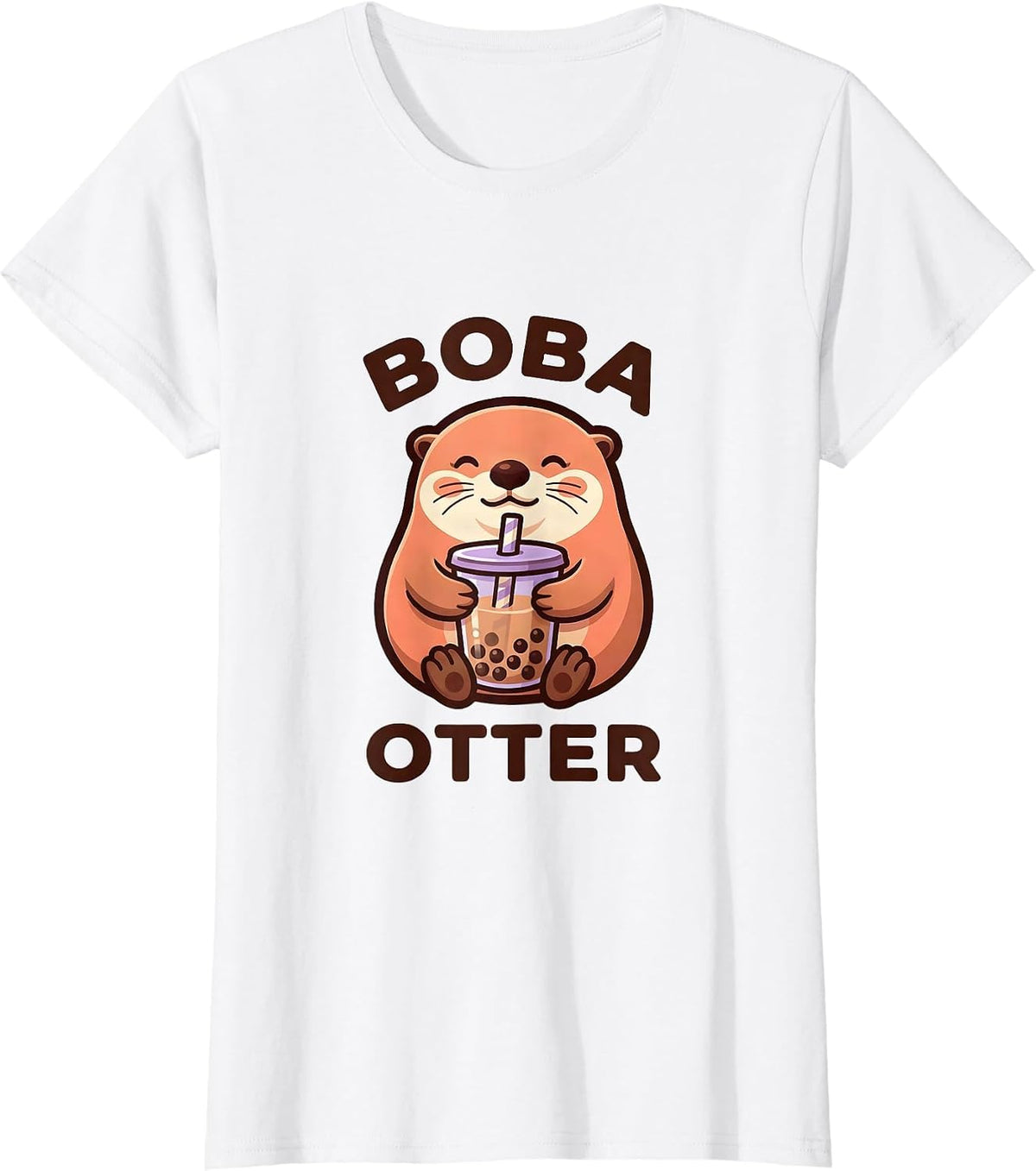 Boba Otter Cute Kawaii Animal Boba Tea Lover Gift T-Shirt - White