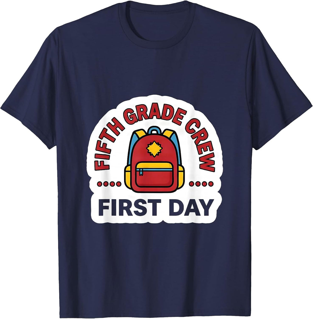 Fifth Grade Crew First Day Back To School Teacher Student T-Shirt - Navy Blue