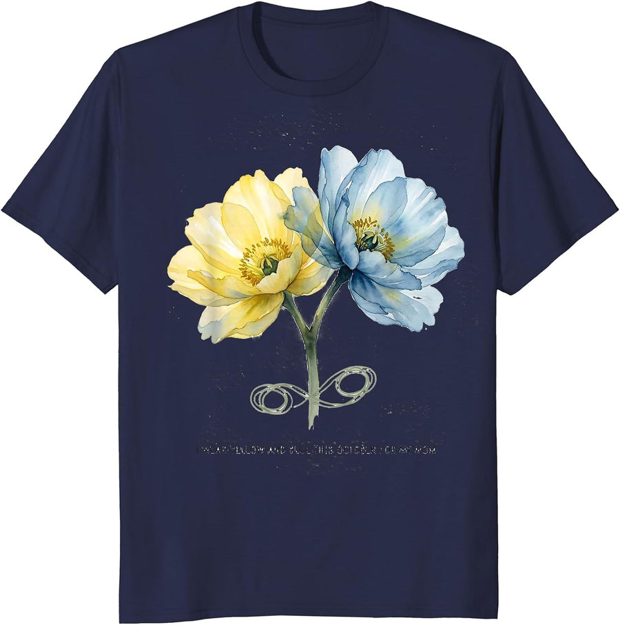I Wear Yellow And Blue This October For My Mom Support T-Shirt - Navy Blue
