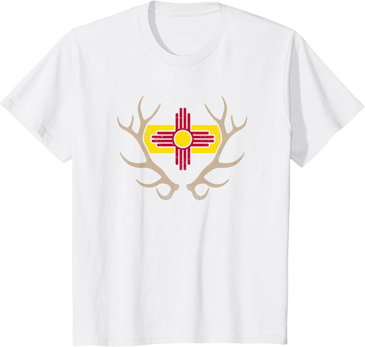 New Mexico Elk Hunt Shirt - State Flag Antler Tee T-Shirt - White