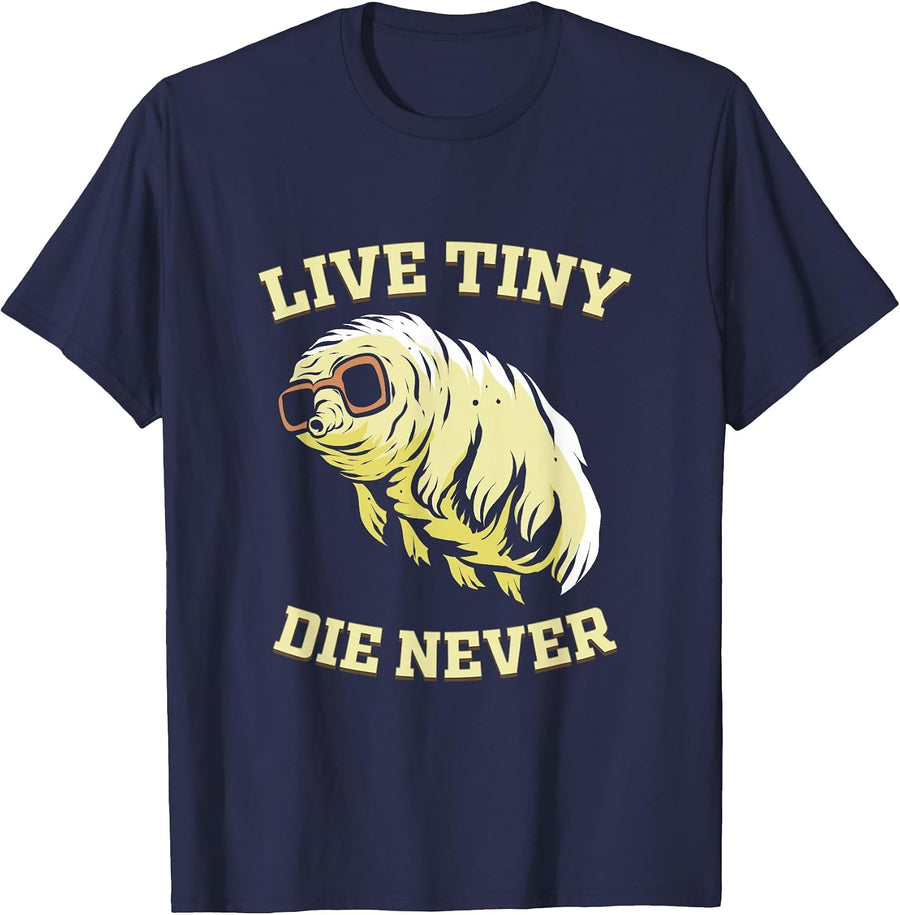Tardigrade Live Tiny Die Never Water Bear Microbiology T-Shirt - Navy Blue