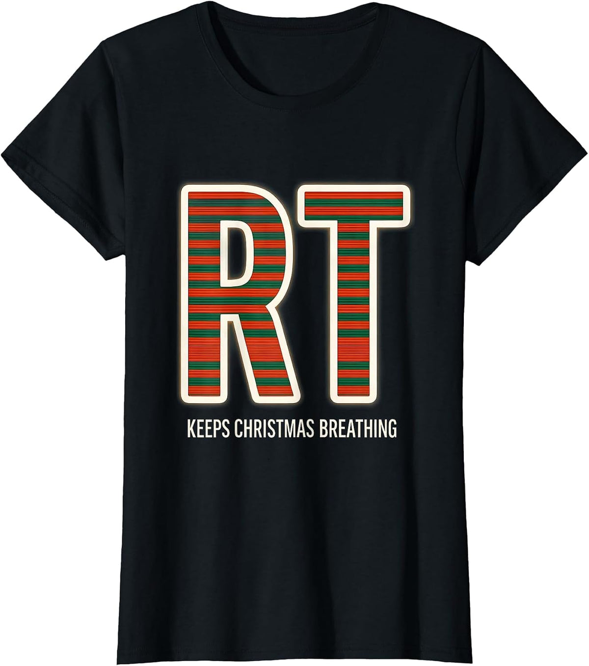 RT Keeps Christmas Breathing Funny Respiratory Therapist T-Shirt - Black