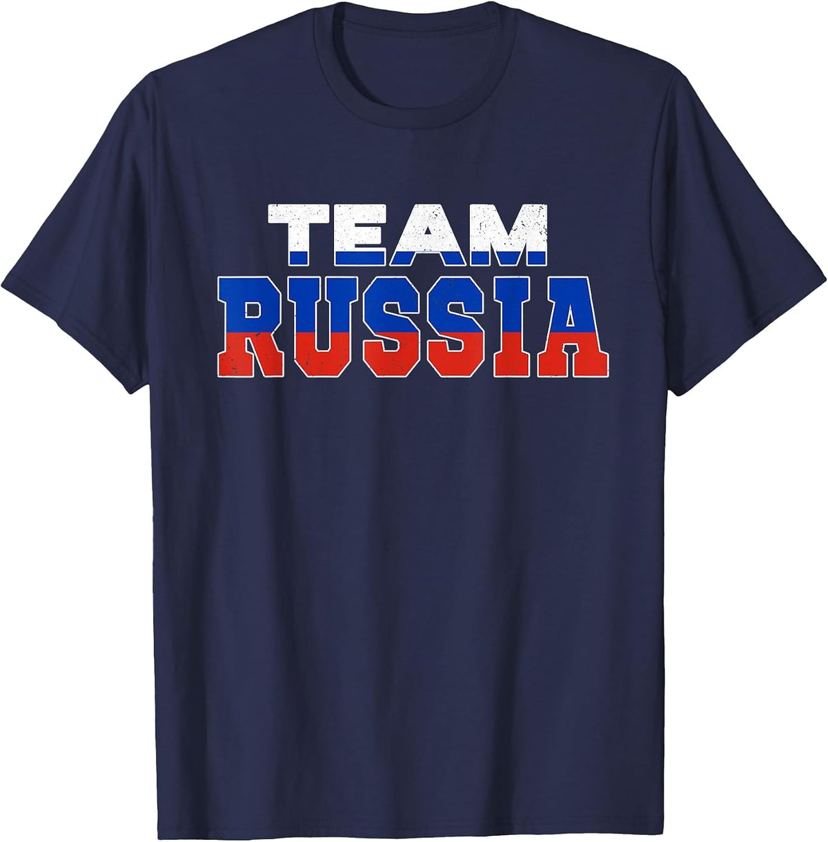 Team Patriotic Russian Flag Russia T-Shirt - Navy Blue