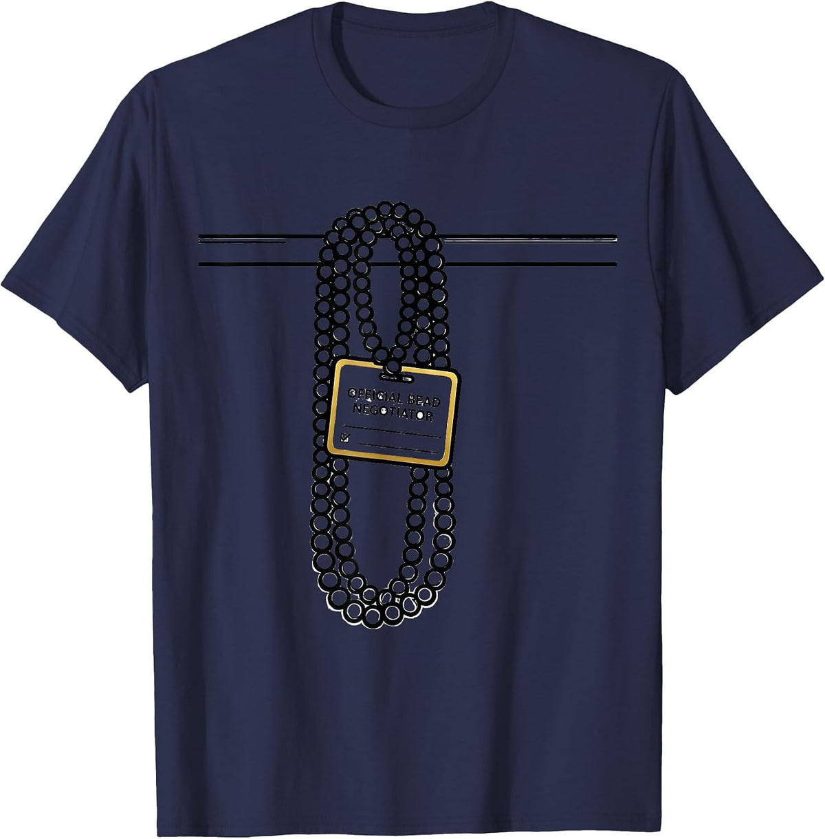 Official Bead Negotiator Funny Mardi Gras Party Group T-Shirt - Navy Blue