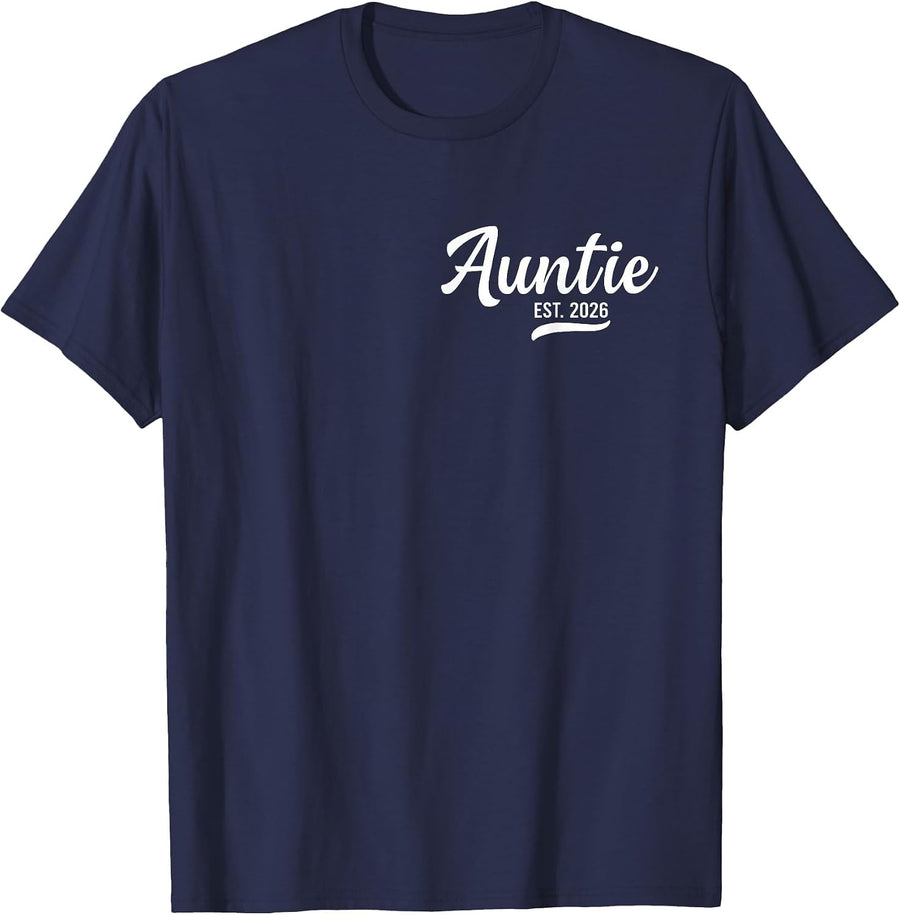 Promoted to Auntie Est. 2026 Aunt Loading New Auntie 2026 T-Shirt - Navy Blue