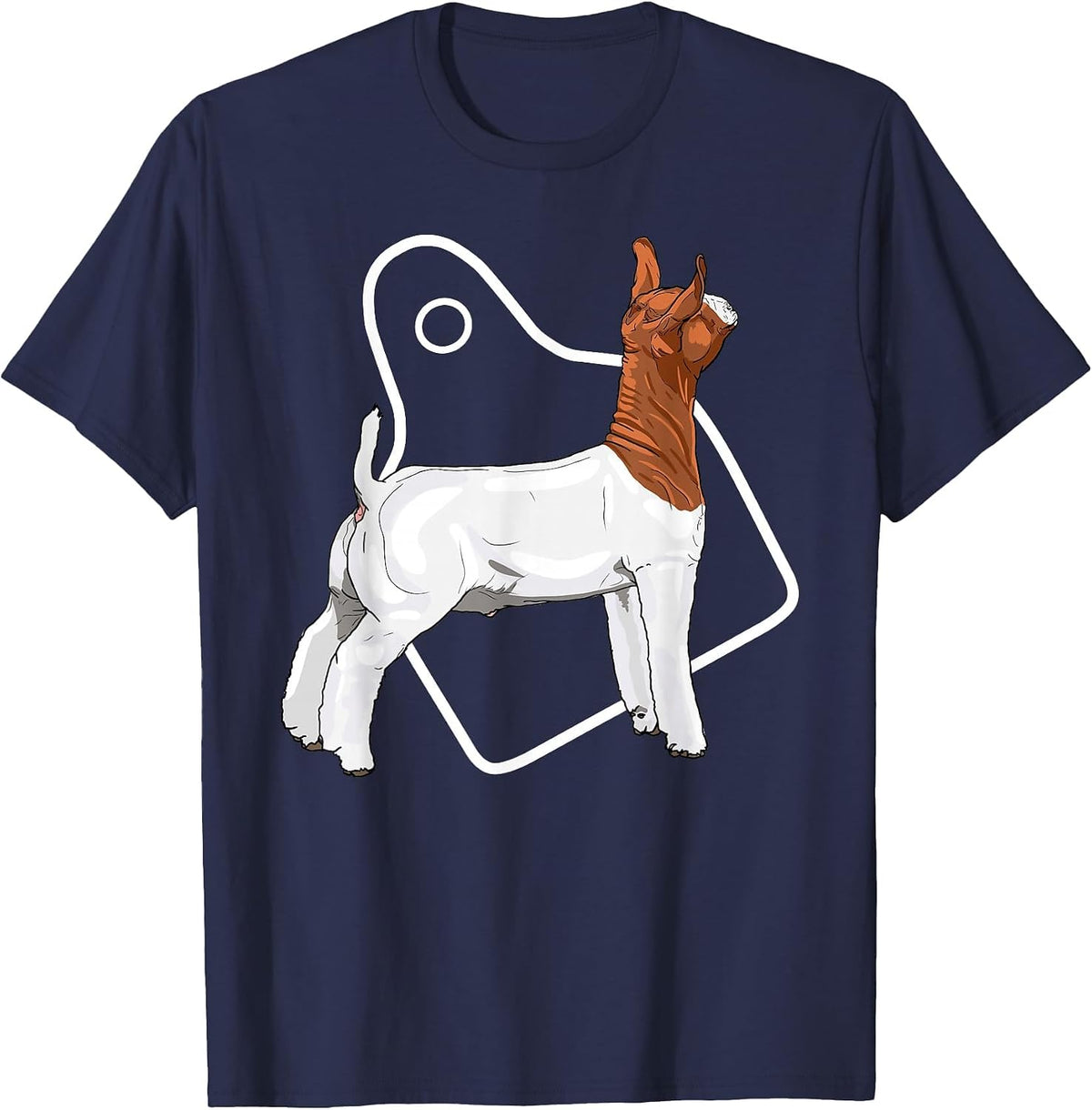 Show Market Wether Boer Goat and Eartag T-Shirt - Navy Blue