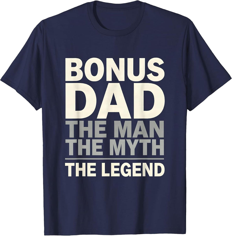 BONUS DAD The Man The Myth The Legend Funny T-Shirt - Navy Blue