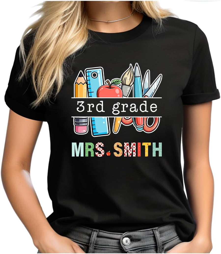B46428 Personalized Back to School Tshirt for Teachers, Gifts for Teachers, Custom Teacher T Shirt with Name -