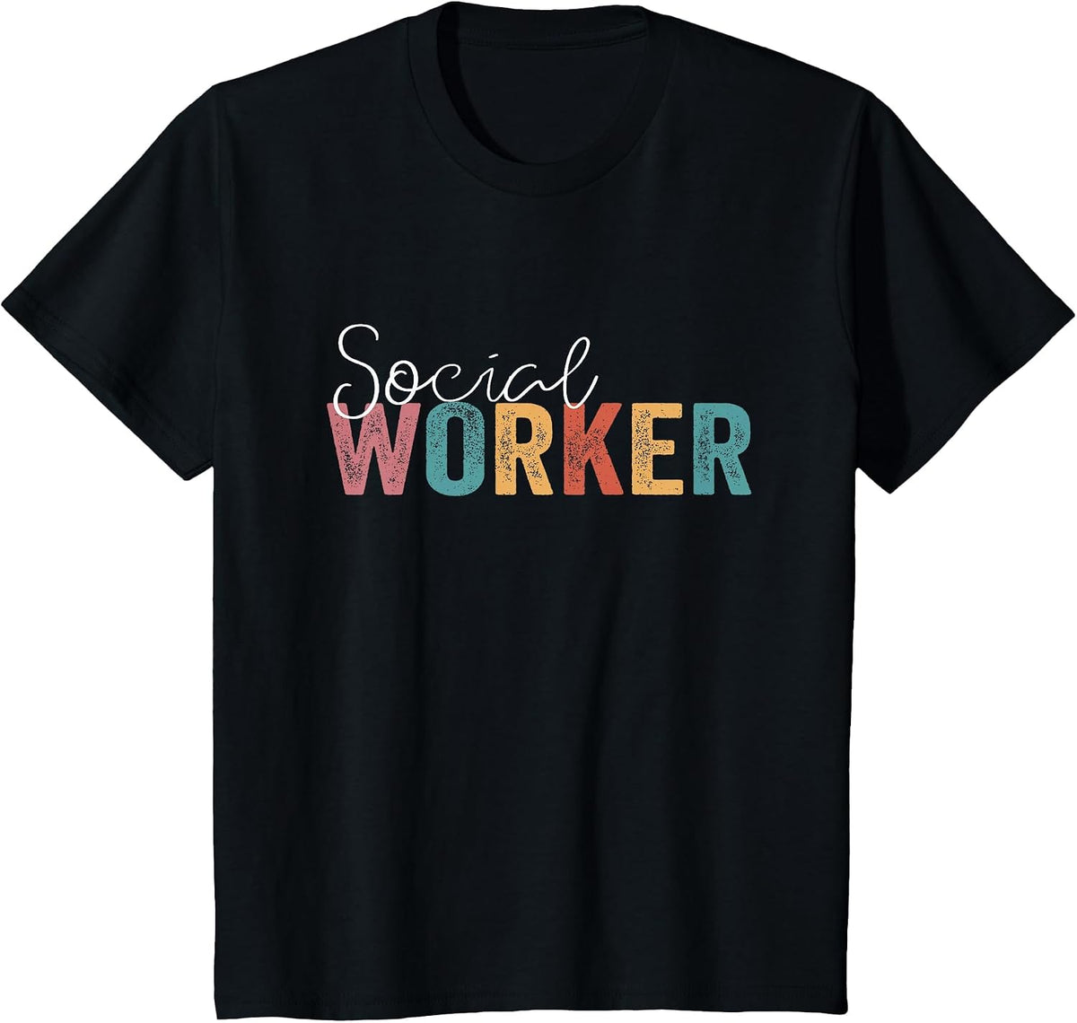 Social Worker Vintage Funny Job Title School Worker T-Shirt - Black