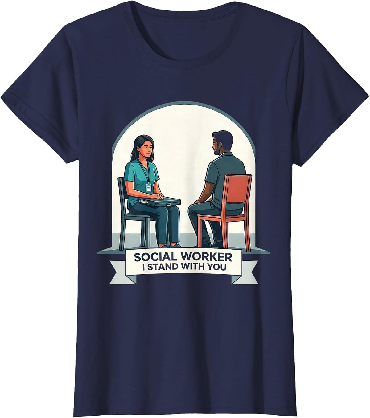 Women's Social Worker I Stand With You Vintage Advocate Support T-Shirt - Navy Blue
