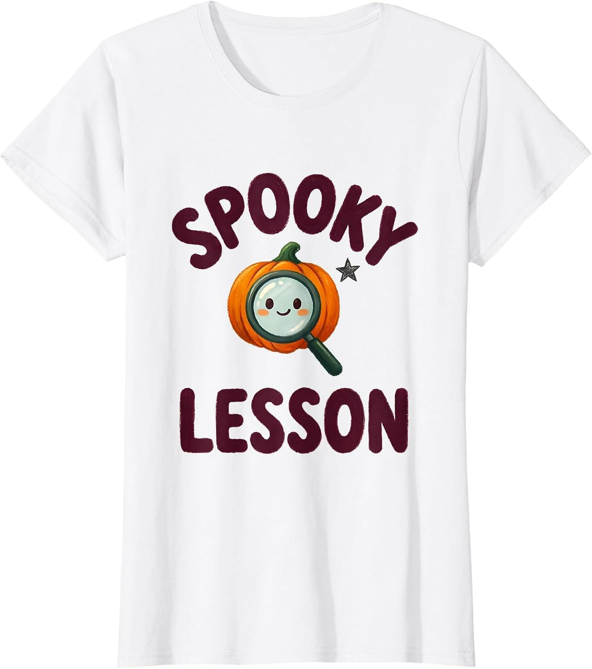 Women's Spooky Lesson Storybook Halloween Teacher Costume Pun Humor T-Shirt - White