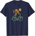 Turtle on a Bike | Turtle Cycling | Bicycle Lover T-Shirt - Navy Blue