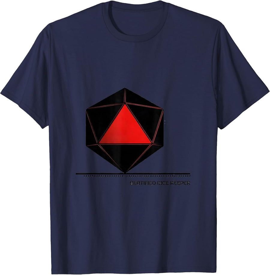 Certified Dice Keeper Funny Retro Gaming RPG Gamer Gift T-Shirt - Navy Blue