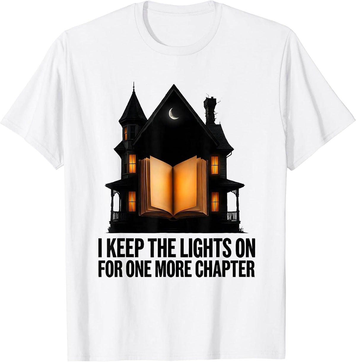 Men's I Keep The Lights On For One More Chapter Bookworm T-Shirt - White