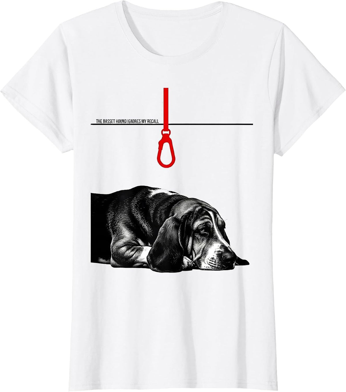 The Basset Hound Ignores My Recall Funny Basset Hound Dog T-Shirt - White