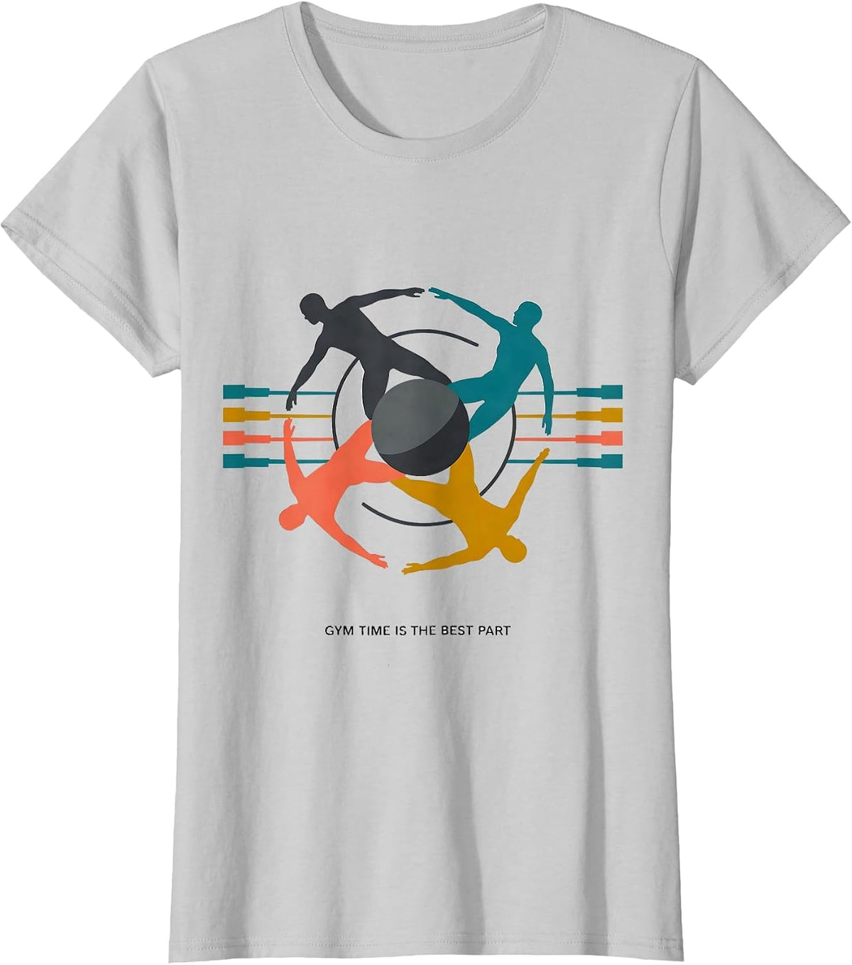 Women's Gym Time Is The Best Part Midcentury Modern PE Teacher Back T-Shirt - Silver Grey