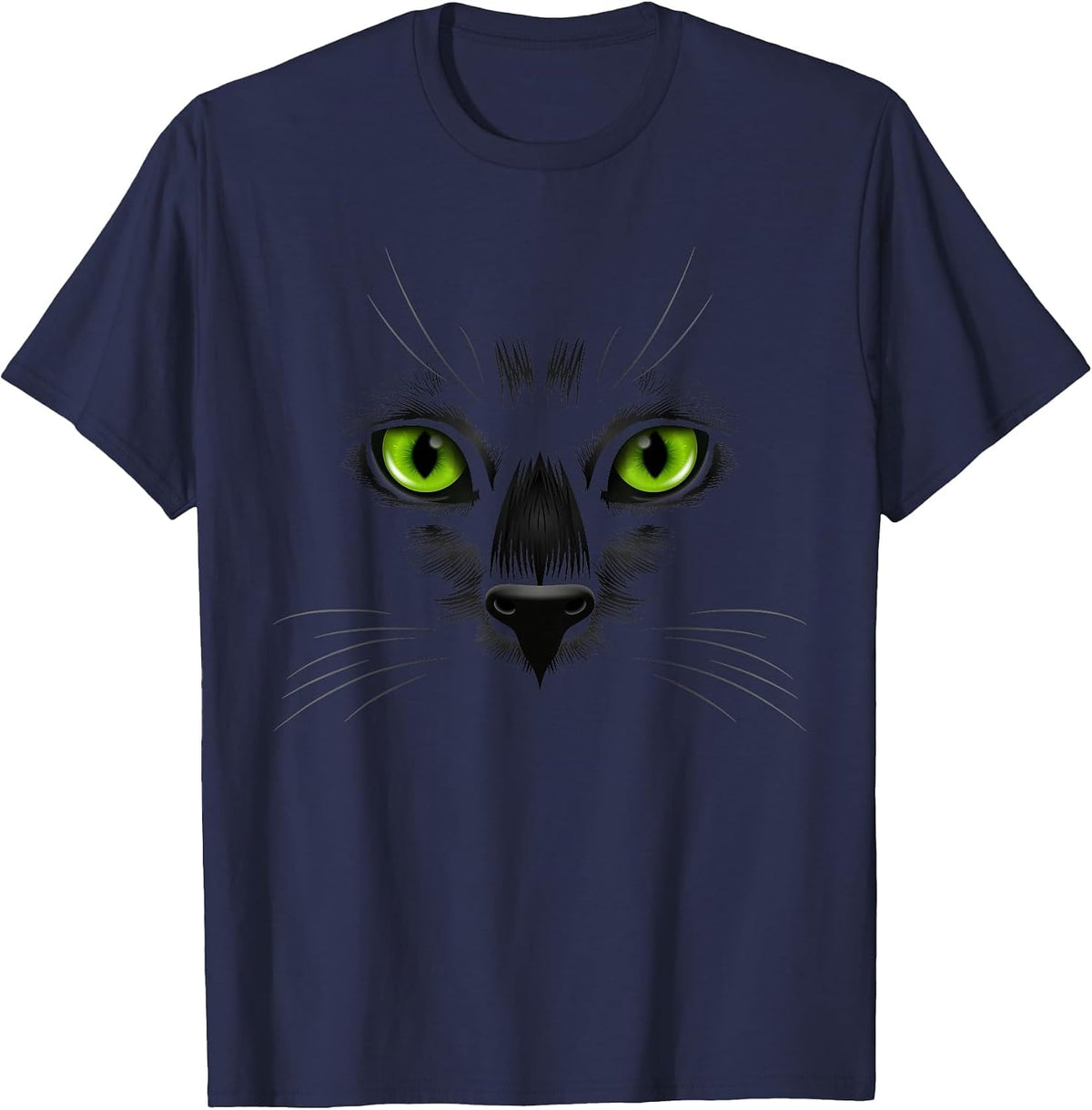 Black Cat Eyes tee Shirt for Lovers Cats | Halloween Costume T-Shirt - Navy Blue