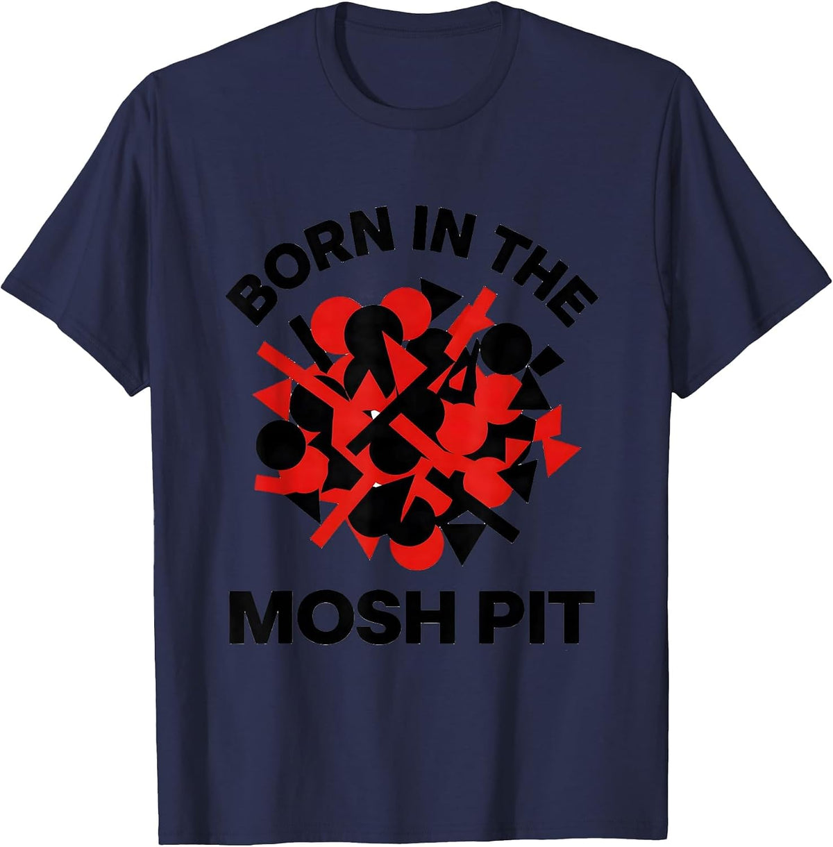 Men's Born in the Mosh Pit Rock Music Design T-Shirt - Navy Blue