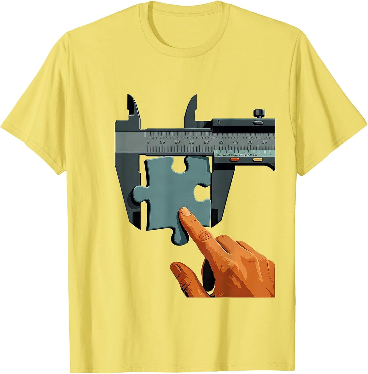 Men's Yes Puzzle Pieces Are Motor Planning Editorial Conceptual T-Shirt - Lemon Yellow
