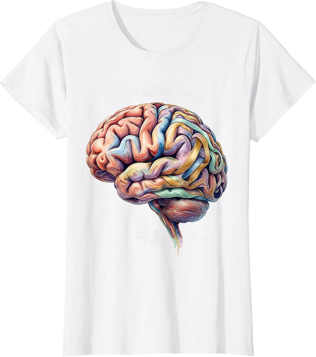 Autism Awareness Rainbow Brain Illustration T-Shirt - White