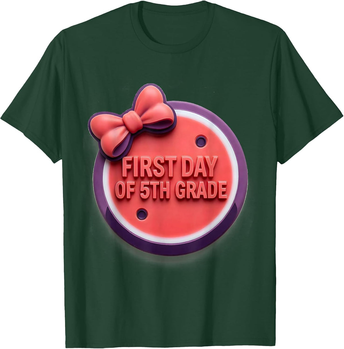 First Day Of 5th Grade Coquette Bow Back To School Girly T-Shirt - Dark Green