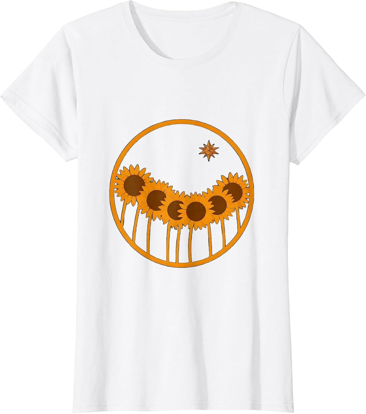 Sunflower Field Gazing at a Distant Star T-Shirt - White