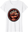Women's Punk Rock Spiked Knuckle Rings Clenched Fist T-Shirt - White