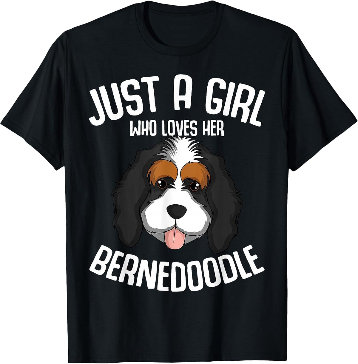 Just a Girl Who Loves Her Bernedoodle Dog Girls T-Shirt - Black