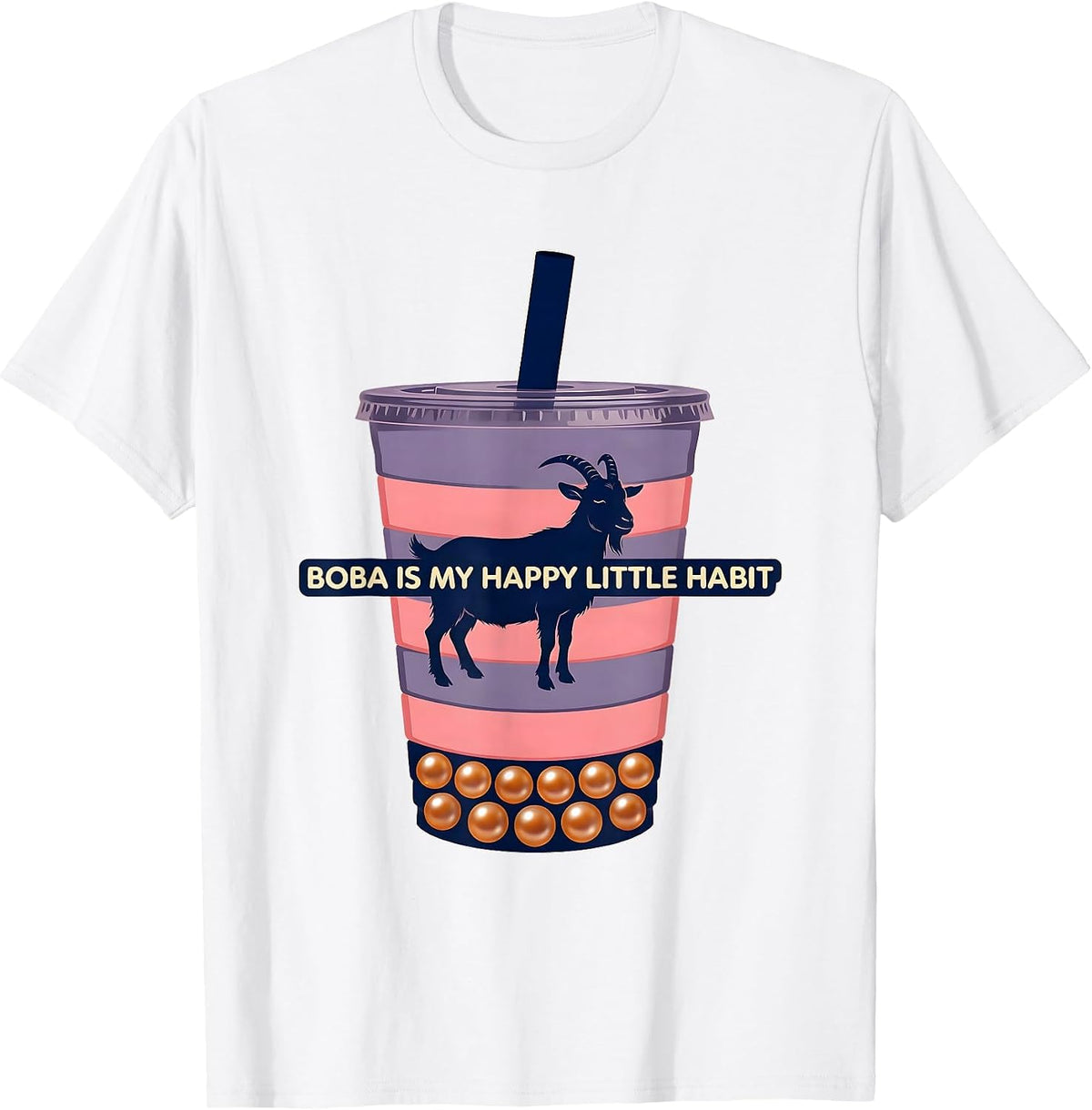 Men's Boba Is My Happy Little Habit Kawaii Anime Boba Tea Lover T-Shirt - White