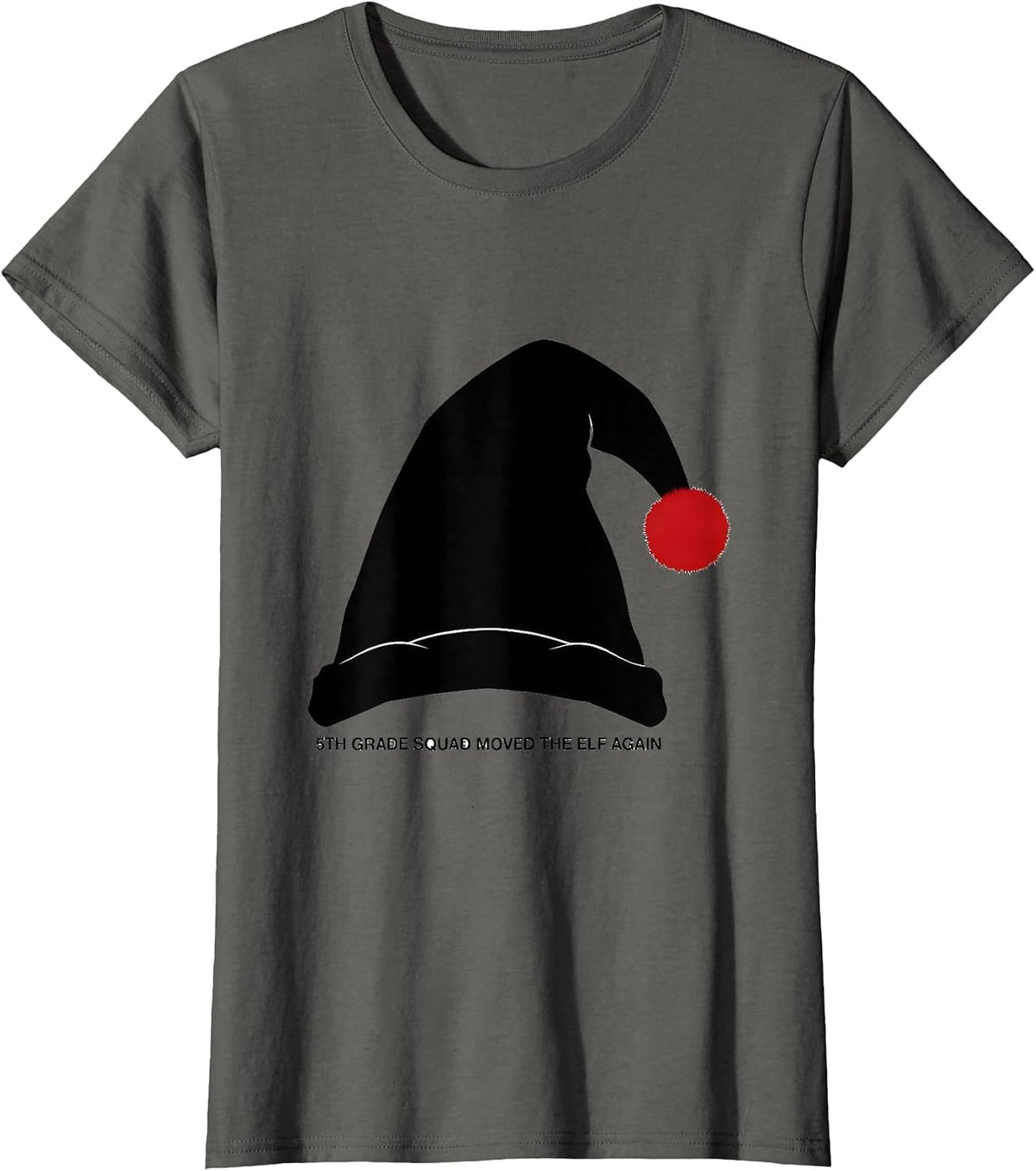 Women's 5th Grade Squad Moved The Elf Again Funny Teacher Christmas T-Shirt - Asphalt Grey