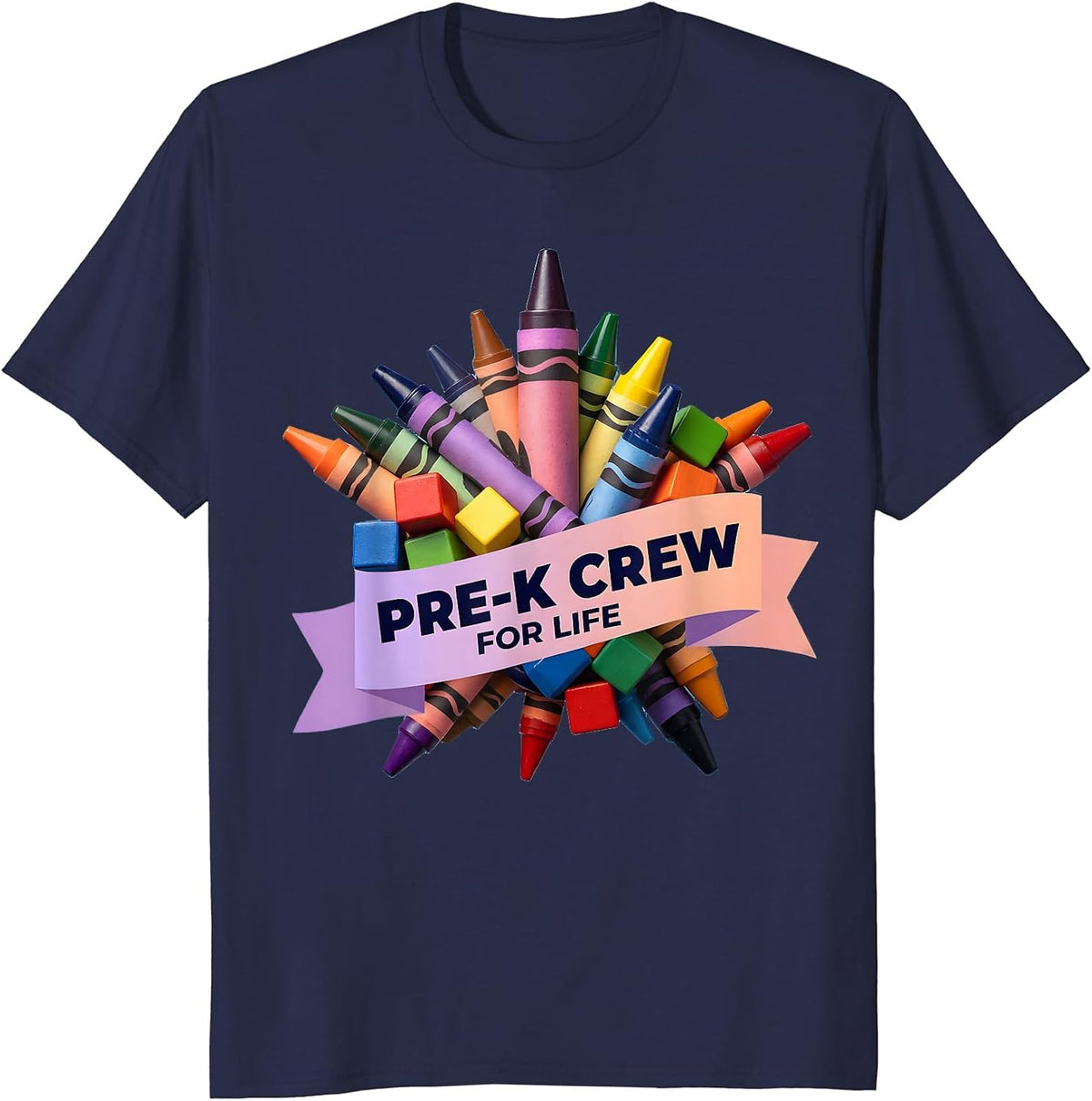 Pre-K Crew For Life Early Childhood Design T-Shirt - Navy Blue