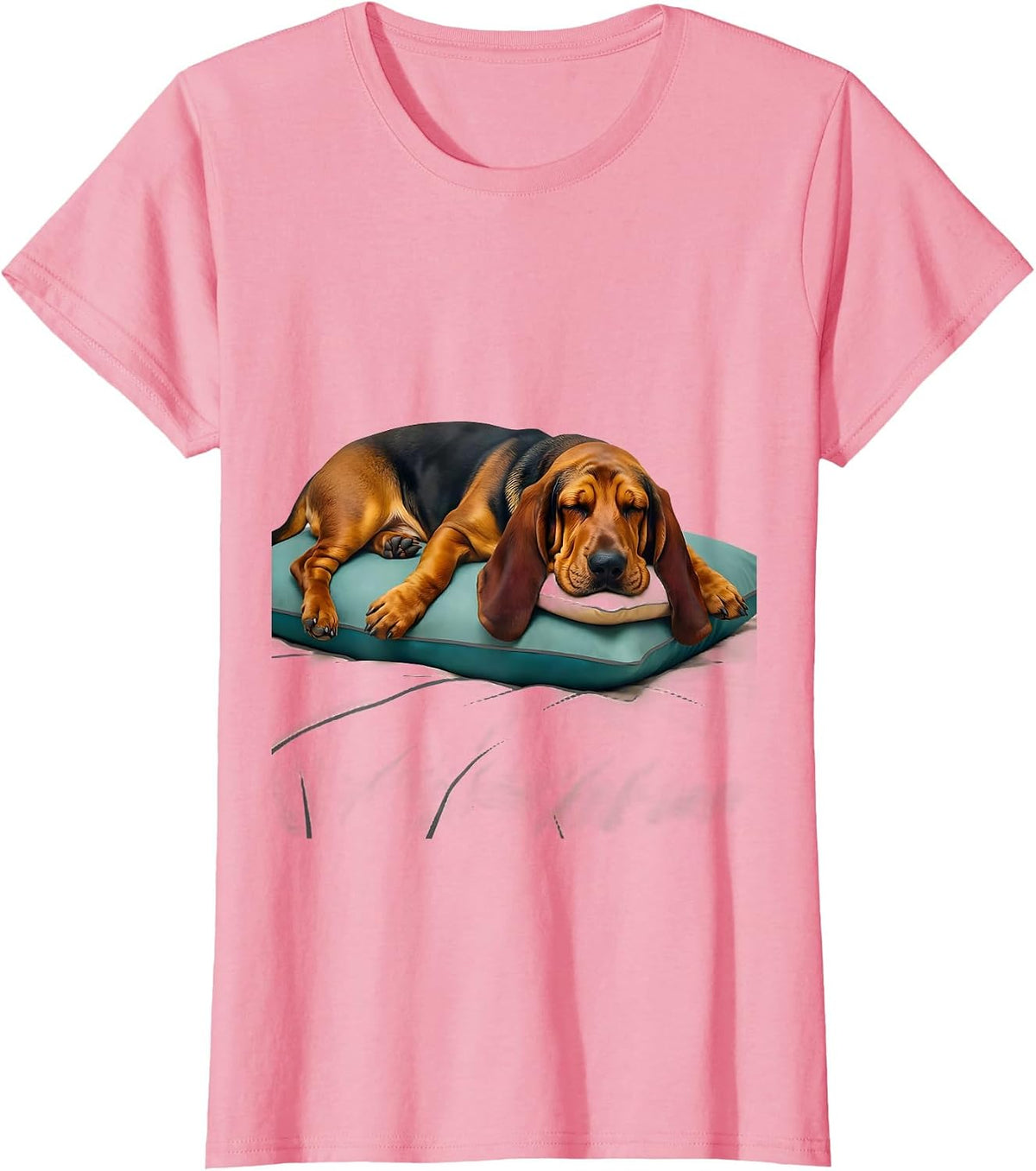 Women's Basset Hound Sleepshirt Napping Pajamas Dog Lover T-Shirt - Pink