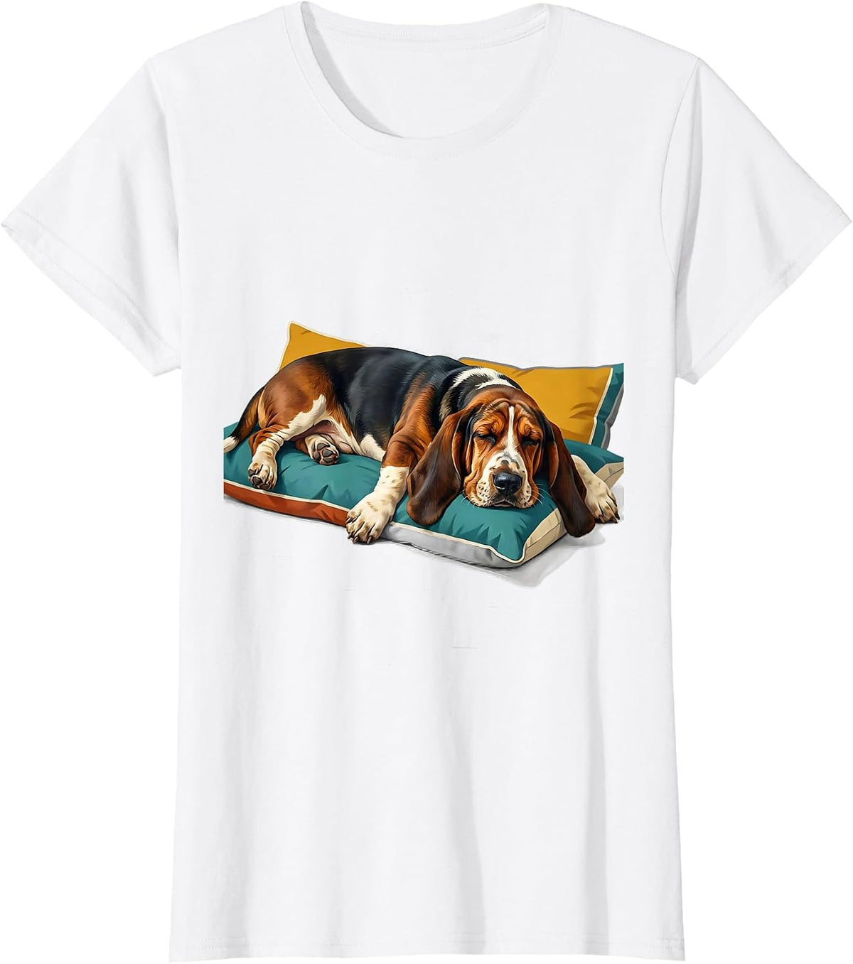 Women's Basset Hound Sleepshirt Napping Pajamas Dog Lover T-Shirt - White