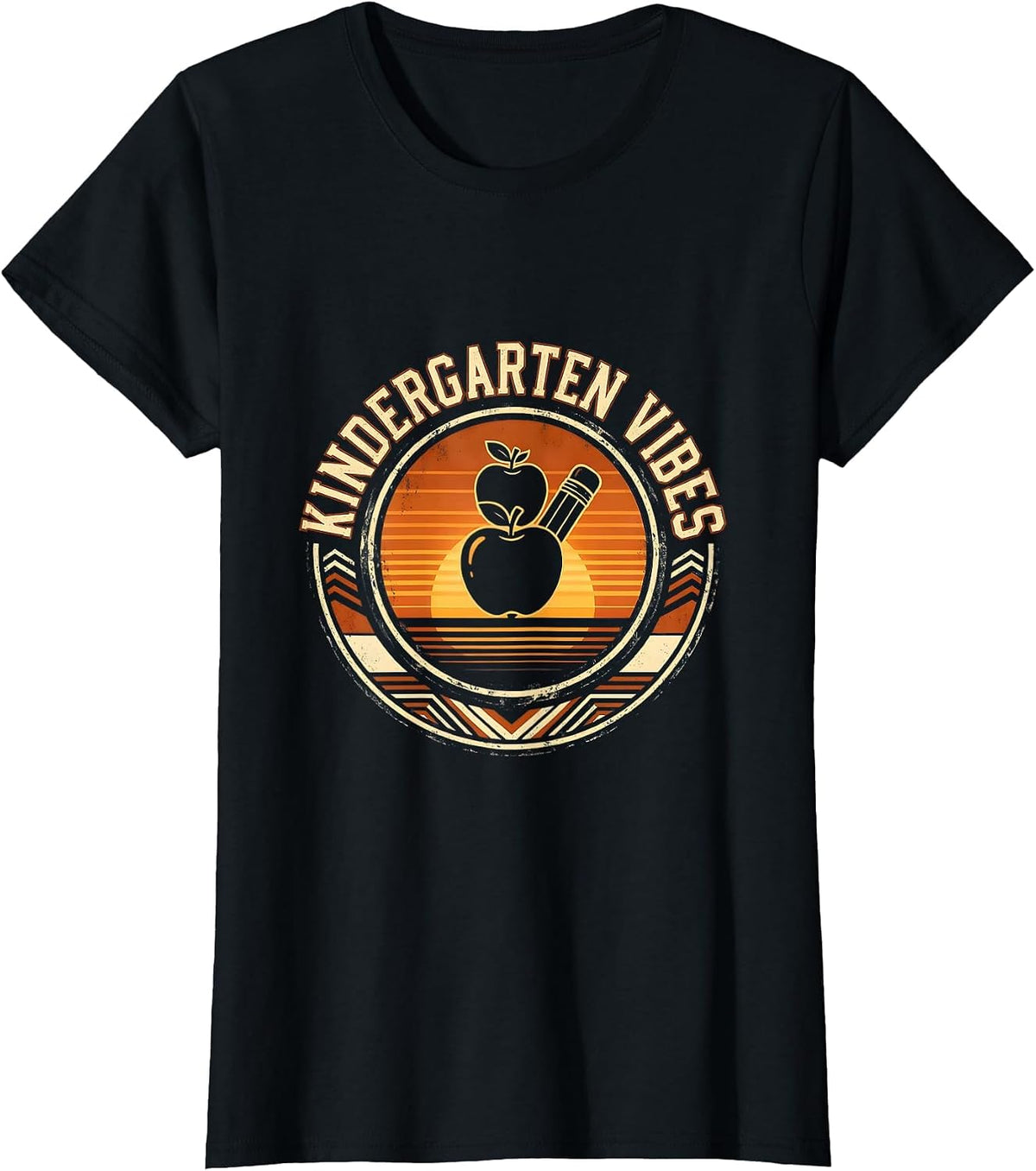 Kindergarten Vibes Retro Teacher Back To School T-Shirt - Black