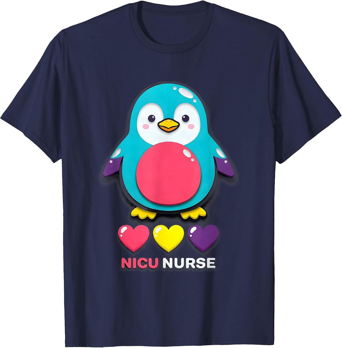 Men's NICU Nurse Cute Penguin Pediatric Nurse Practitioner T-Shirt - Navy Blue