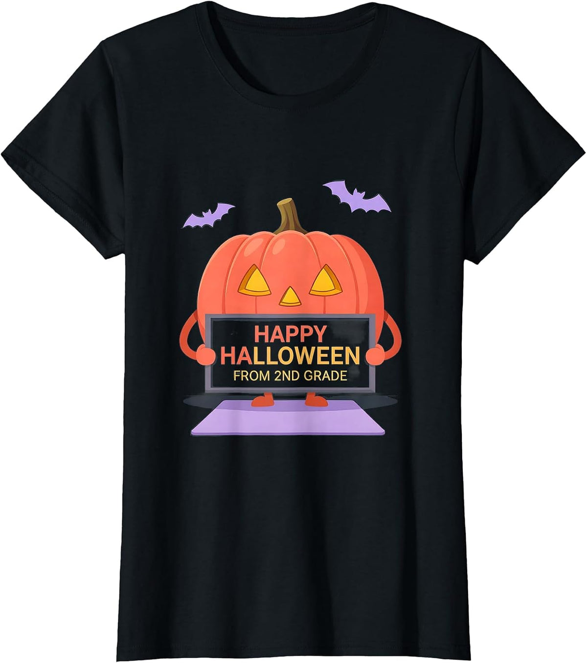 Happy Halloween From 2nd Grade Funny Teacher Halloween T-Shirt - Black