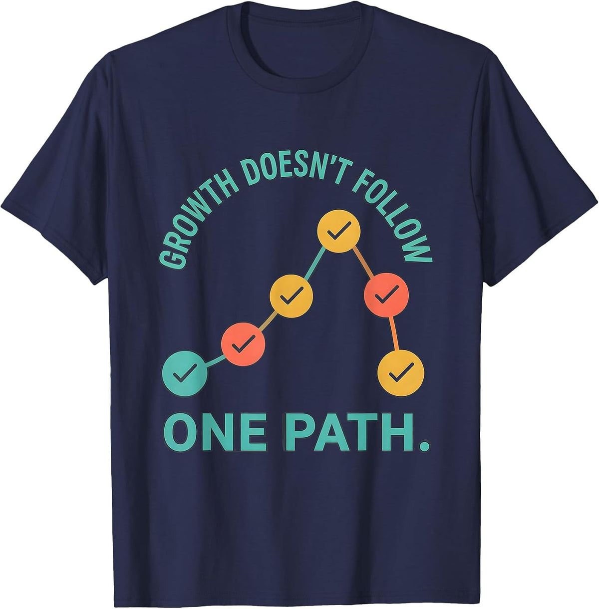 Growth Doesn't Follow One Path Special Education Teacher T-Shirt - Navy Blue