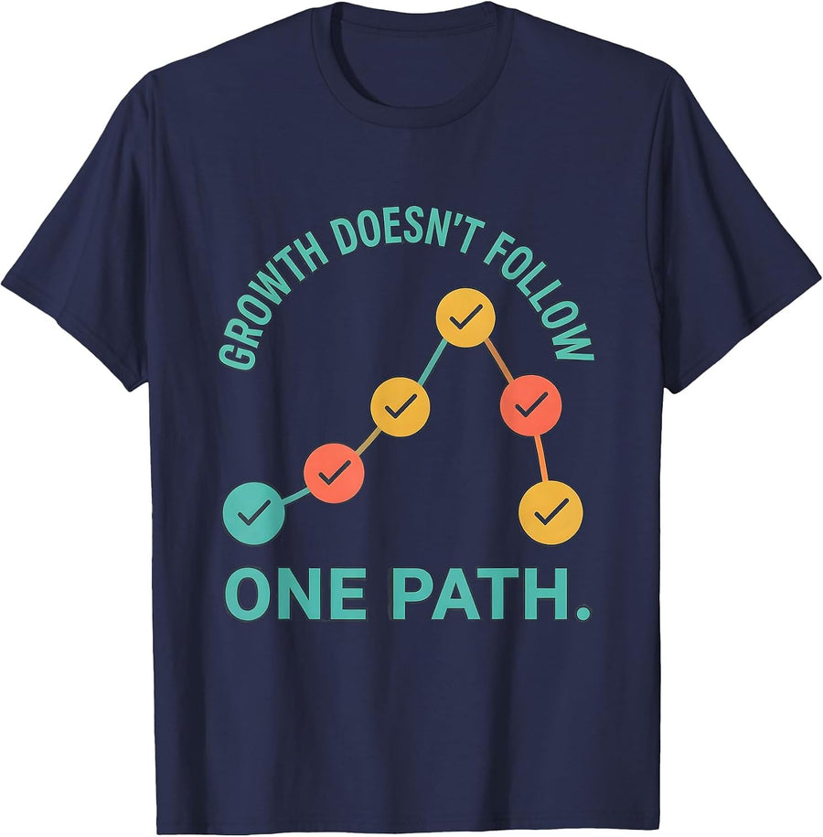 Growth Doesn't Follow One Path Special Education Teacher T-Shirt - Navy Blue