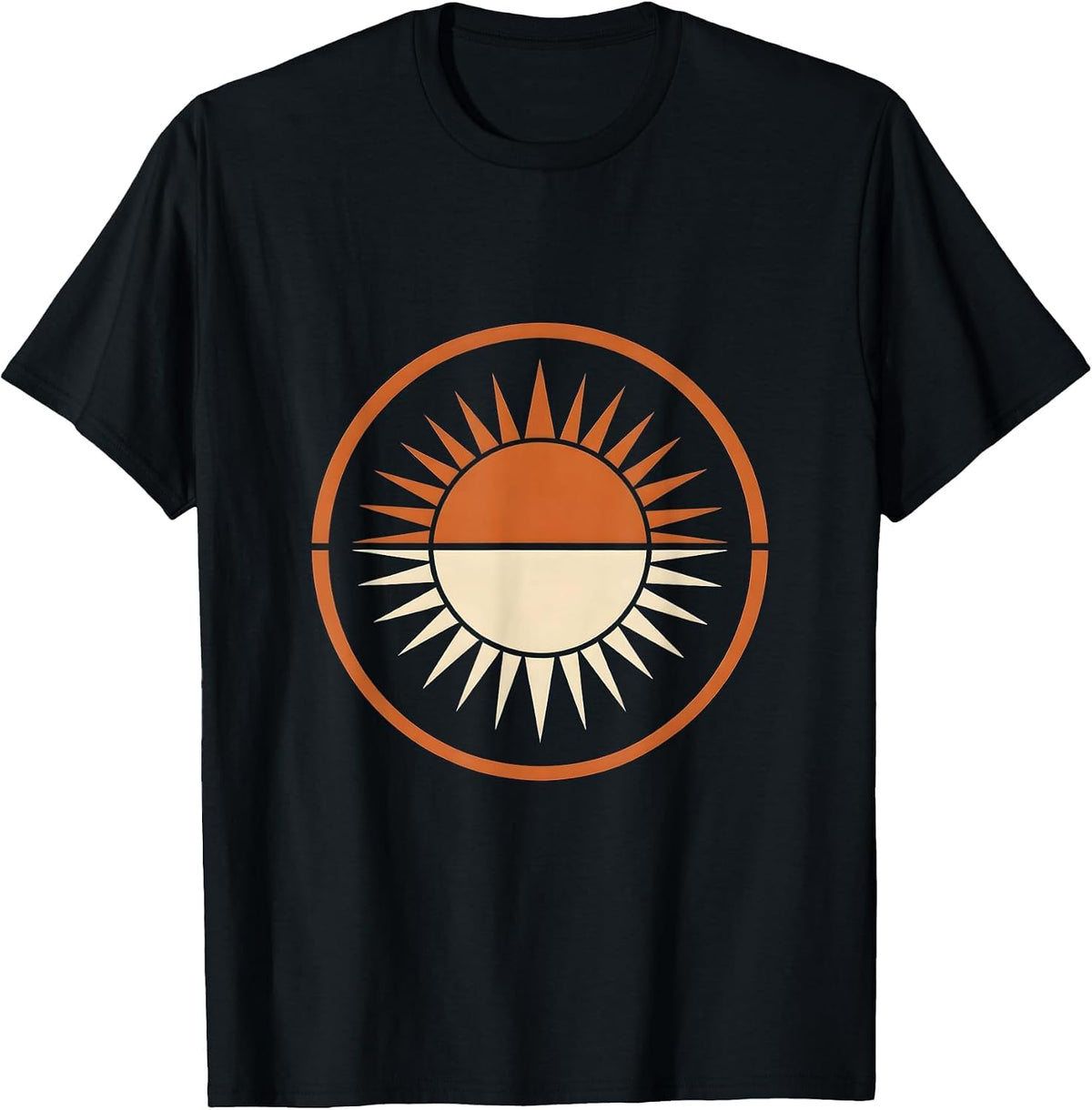 Men's Dual Horizon Twin Suns Rising Graphic Tee T-Shirt - Black