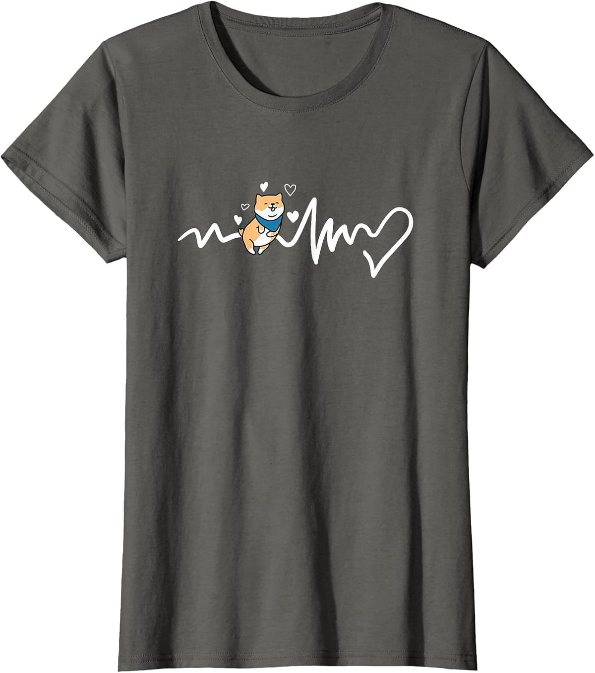 Shiba Inu Heartbeat T-Shirt - Asphalt Grey