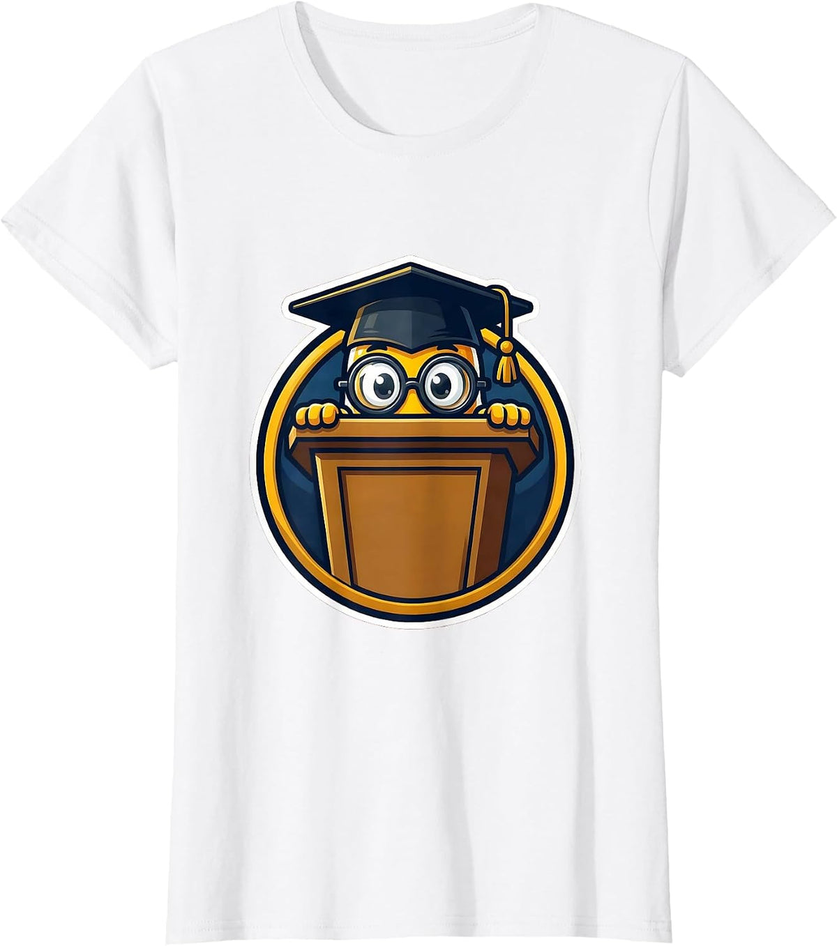 Tiny Professor Big Podium Funny College Kids Tee T-Shirt - White